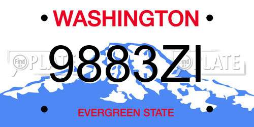 9883ZI Washington License Plate