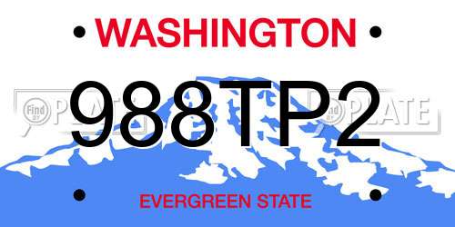 988TP2 Washington License Plate