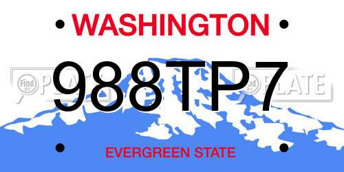 988TP7 Washington License Plate
