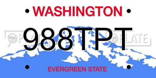 988TPT Washington License Plate