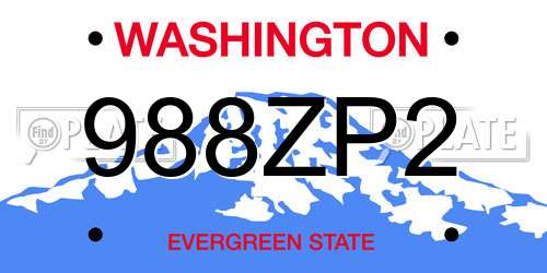 988ZP2 Washington License Plate