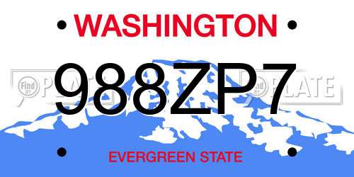 988ZP7 Washington License Plate