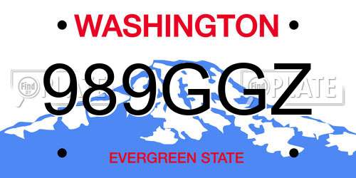 989GGZ Washington License Plate