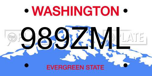 989ZML Washington License Plate
