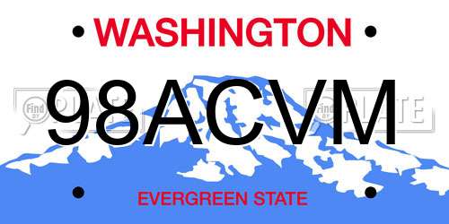 98ACVM Washington License Plate