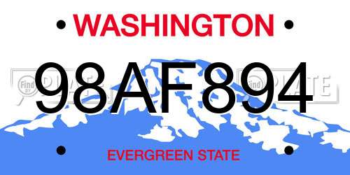 98AF894 Washington License Plate