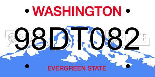 98DT082 Washington License Plate