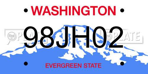 98JH02 Washington License Plate