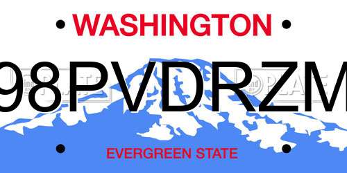 98PVDRZM Washington License Plate