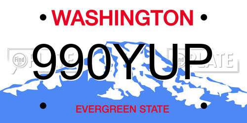 990YUP Washington License Plate