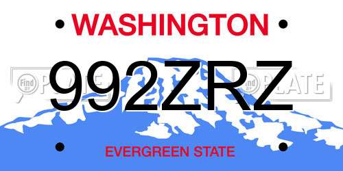 992ZRZ Washington License Plate