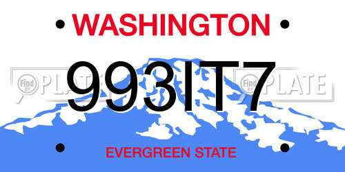 993IT7 Washington License Plate