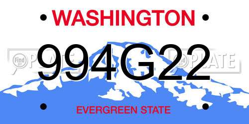 994G22 Washington License Plate