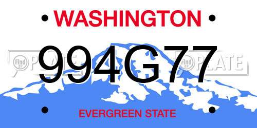 994G77 Washington License Plate