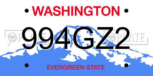 994GZ2 Washington License Plate