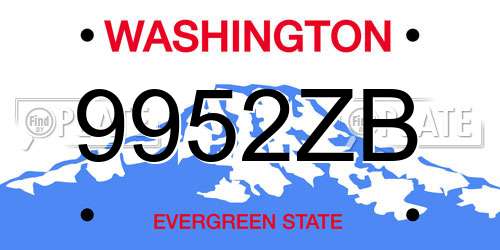 9952ZB Washington License Plate