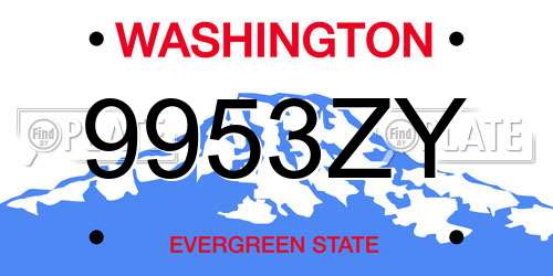 9953ZY Washington License Plate