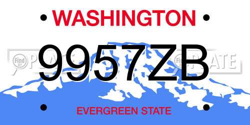 9957ZB Washington License Plate