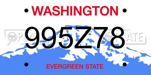 995Z78 Washington License Plate