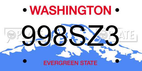 998SZ3 Washington License Plate