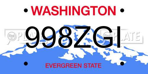 998ZGI Washington License Plate