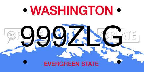 999ZLG Washington License Plate