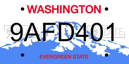 9AFD401 Washington License Plate
