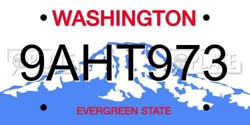9AHT973 Washington License Plate