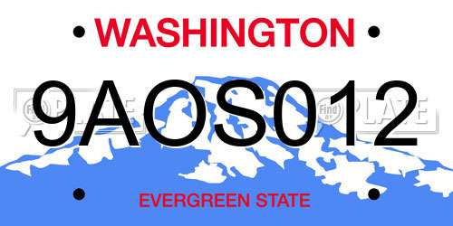 9AOS012 Washington License Plate