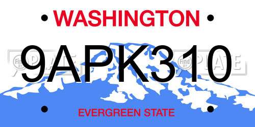 9APK310 Washington License Plate