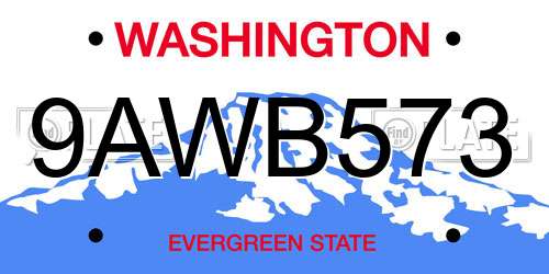 9AWB573 Washington License Plate