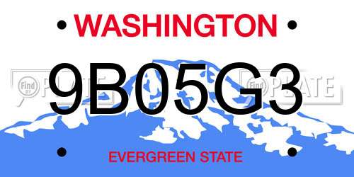 9B05G3 Washington License Plate