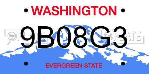 9B08G3 Washington License Plate
