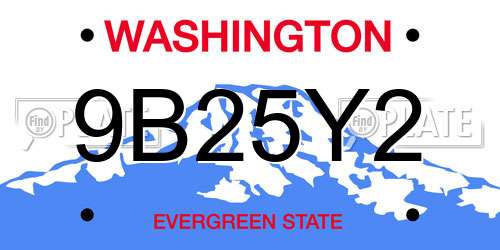 9B25Y2 Washington License Plate
