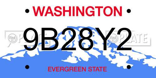 9B28Y2 Washington License Plate