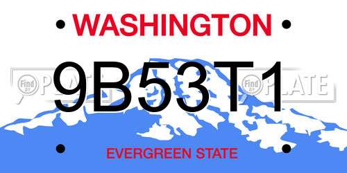 9B53T1 Washington License Plate
