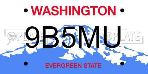 9B5MU Washington License Plate