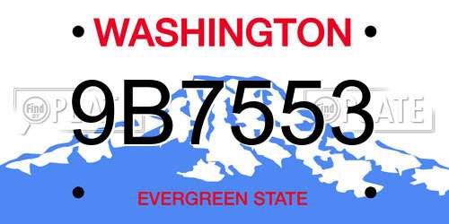 9B7553 Washington License Plate
