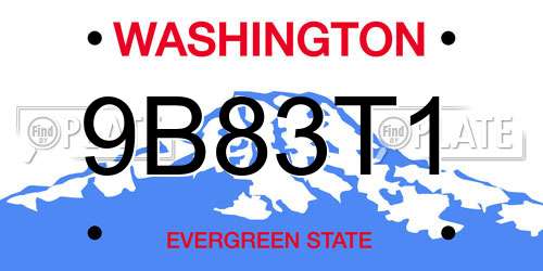 9B83T1 Washington License Plate
