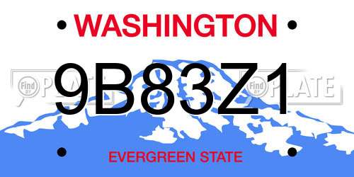 9B83Z1 Washington License Plate