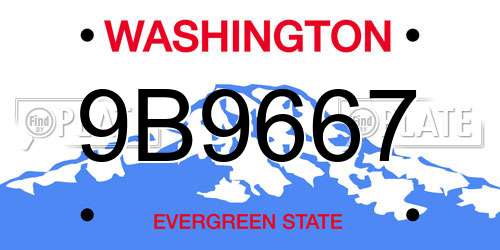 9B9667 Washington License Plate