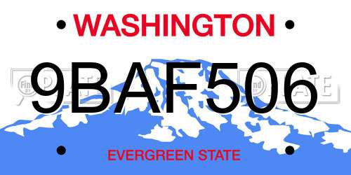 9BAF506 Washington License Plate