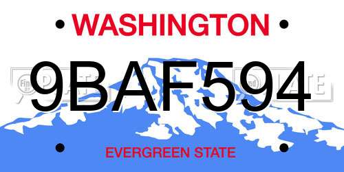 9BAF594 Washington License Plate
