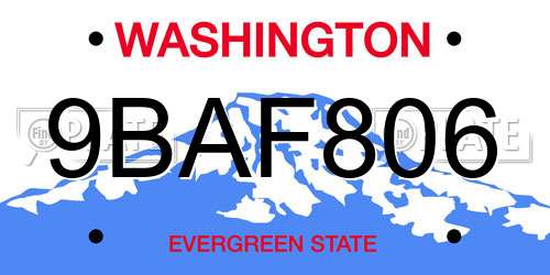 9BAF806 Washington License Plate