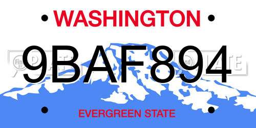 9BAF894 Washington License Plate
