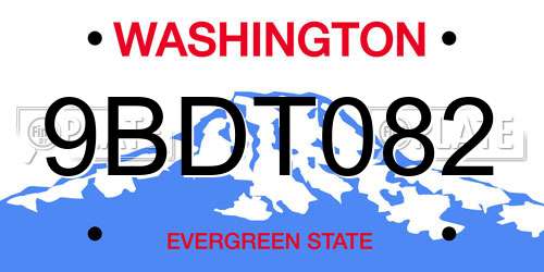 9BDT082 Washington License Plate