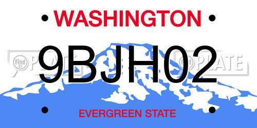 9BJH02 Washington License Plate