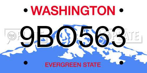 9BO563 Washington License Plate