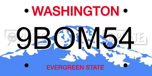 9BOM54 Washington License Plate