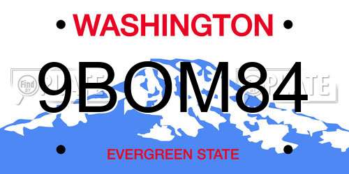 9BOM84 Washington License Plate